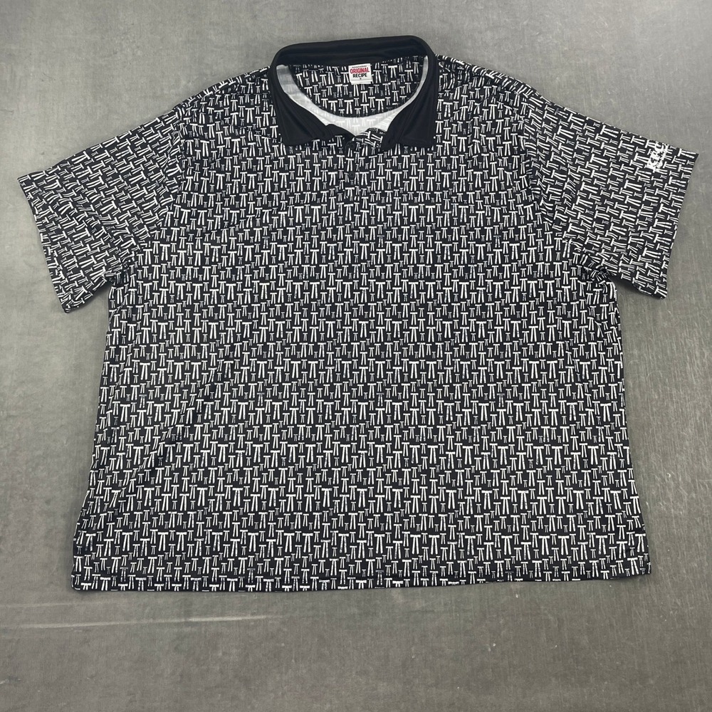 KFC Men 4XL Black White Original Recipe Polo Shirt Colonel Tie Print